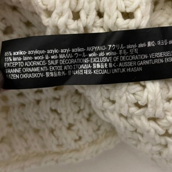 Zara Medium Crochet Pom Pom Detail Cropped Sweater EUC - Picture 5 of 6